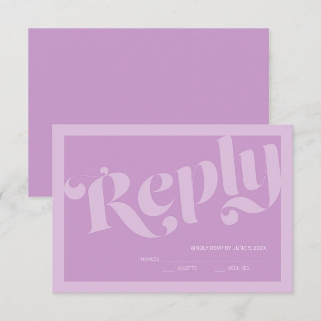 Flourish Typography Lavender Lilac Bröllop OSA (Fram/baksida)