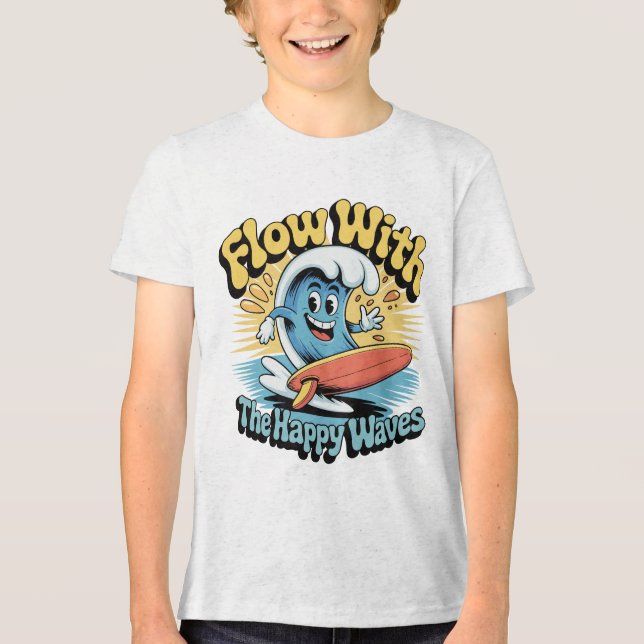 Flow With The Happy Waves Kids Surf Shirt T (Framsida)