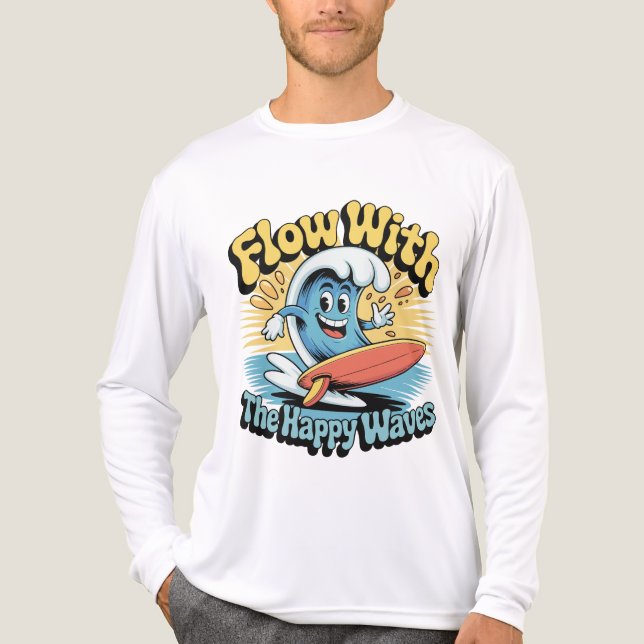 Flow With The Happy Waves Surf Style Men’s Tee (Framsida)