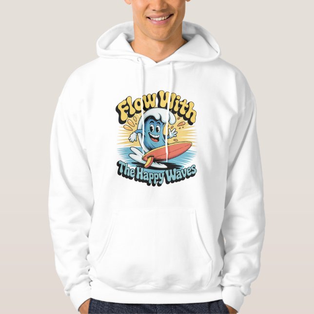 Flow With The Happy Waves Surf Style Men’s Tee Hoodie (Framsida)