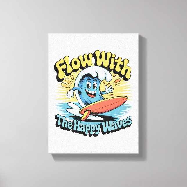 Flow With The Happy Waves Wall Art Canvastryck (Framsida)