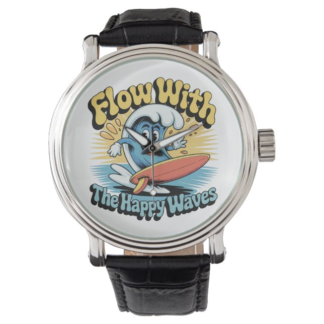 Flow With The Happy Waves Watch Face Armbandsur (Framsida)