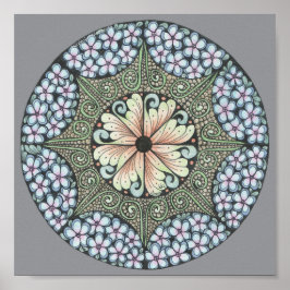 Flower3 doodle-grafik 8 x 8 tum. poster