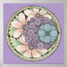 Flower4-dockningskonst 8 x 8 tum. poster