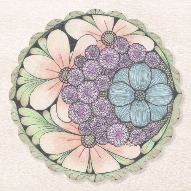 Flower4 doodle art underlägg papper (Framsida)