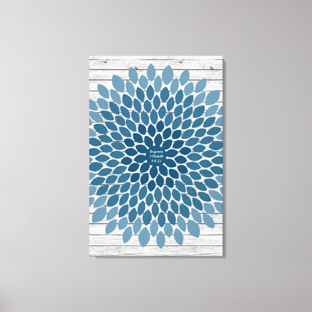 Flower - 150 Namnteckning Canvas Guest Bok (Framsida)
