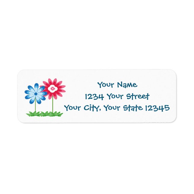 Flower Address Label Returadress Etikett (Framsidan)