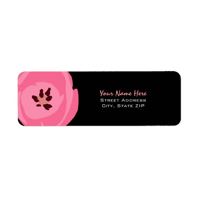 Flower Address Label - Rosa Tulip Returadress Etikett (Framsidan)