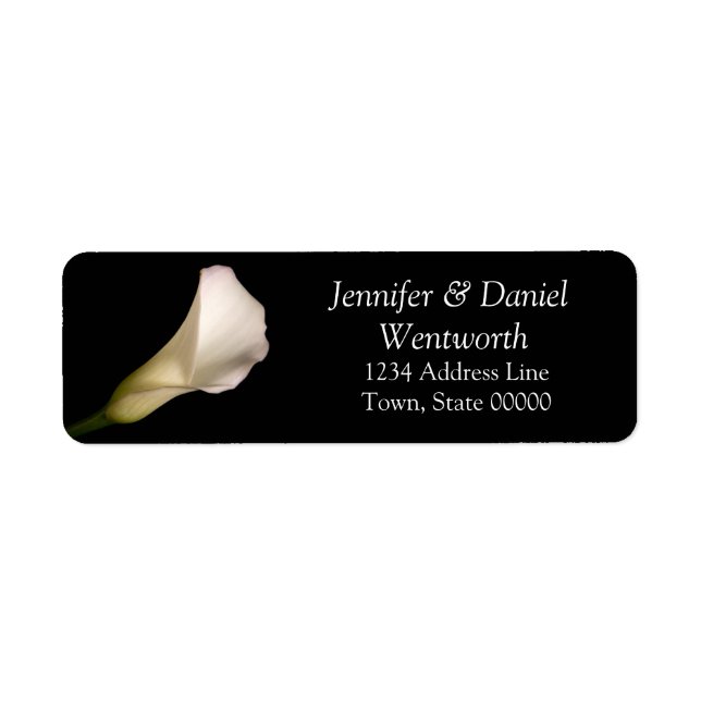 Flower Adressetiketters White Calla Lily Returadress Etikett (Framsidan)