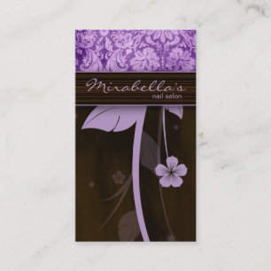 Flower Affärskort Damask Lila Brown Visitkort