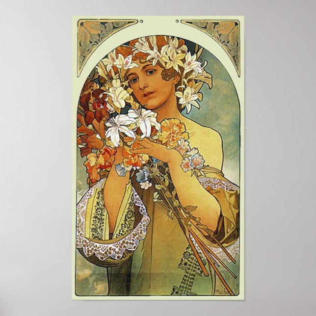 Flower Alphonse Mucha Fine Art Poster (Framsidan)