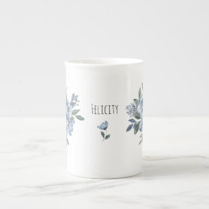 Flower Älskare Blåa blommor Benporslin Mugg