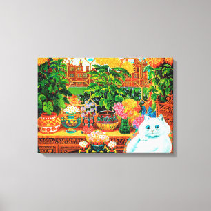 Flower Älskare Cat, Louis Wain Canvastryck