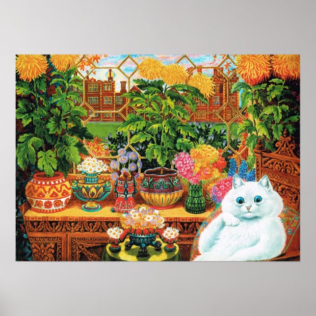 Flower Älskare Cat, Louis Wain Poster (Framsidan)