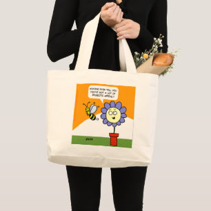 Flower and Bee Tecknad Art Insekter Appeal Funny Jumbo Tygkasse