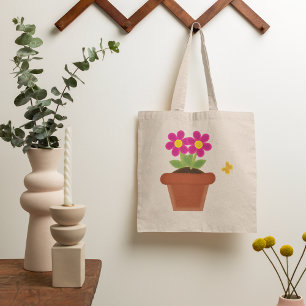 Flower and Butterfly Tote Bag Tygkasse
