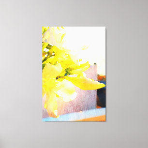 *~* Flower AP10 Gult Peach Watercolor Flower Acr Canvastryck