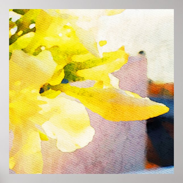 *~* Flower AP10 Gult Peach Watercolor Flower Poster (Framsidan)