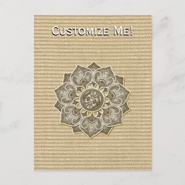 Flower Applique med Jacquard Material ANY FÄRG Vykort (Framsida)