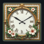 Flower Art Deco Fyrkantig Klocka<br><div class="desc">Underbar klockdesign. Du kommer att kärlek det som andra. Du kan fritt använda den här designen för andra produkter som du gillar eller anpassa och lägga till texten. Följ mig för mer. Tack. Ha en trevlig dag.</div>