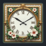 Flower Art Deco Fyrkantig Klocka<br><div class="desc">Underbar klockdesign. Du kommer att kärlek det som andra. Du kan fritt använda den här designen för andra produkter som du gillar eller anpassa och lägga till texten. Följ mig för mer. Tack. Ha en trevlig dag.</div>