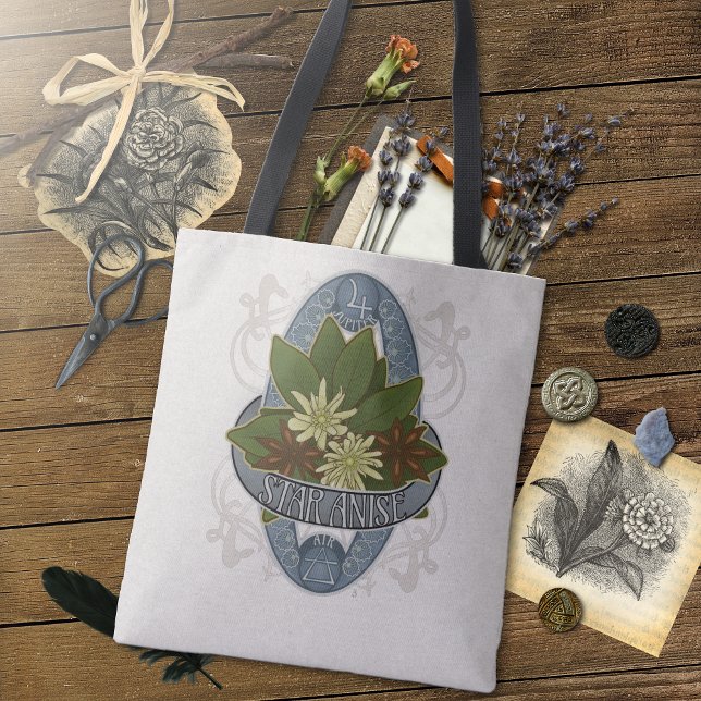 Flower Astrology and Magic - Star Anise Anise Tygkasse (An Enchanting Bag for All Your Witchy Stuff. - Flower Astrology and Magic - Star Anise Tote Bag)