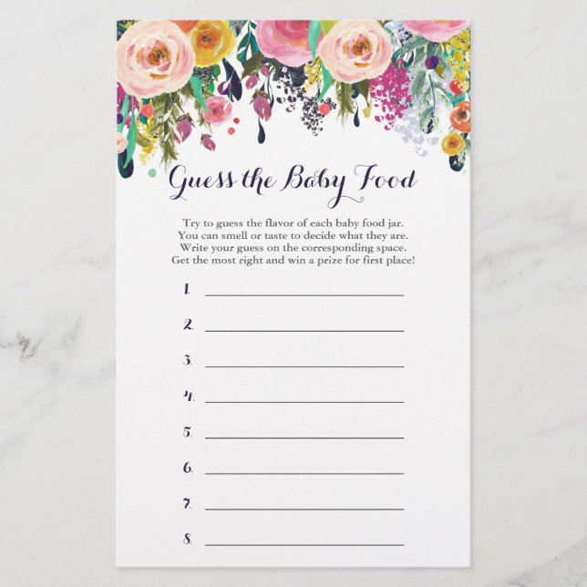 Flower Baby Shower gissar att matspelet i Baby (Framsida)