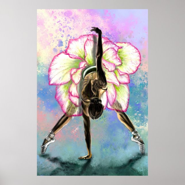 Flower Ballerina Woman Ballet Dancer Poster (Framsidan)