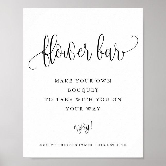 Flower Bar, minimalistisk kalligrafiskrit font red Poster (Framsidan)