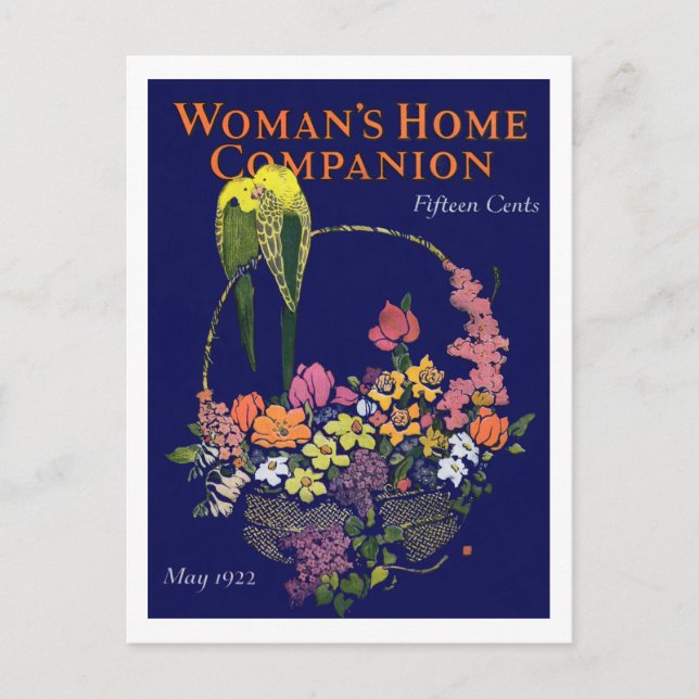 Flower Basket och Birds på 1920-talet Vykort (Framsida)