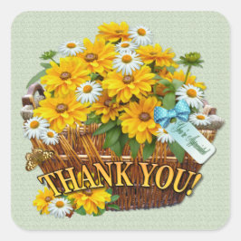 Flower Basket ~ Square-fästpunkt Fyrkantigt Klistermärke