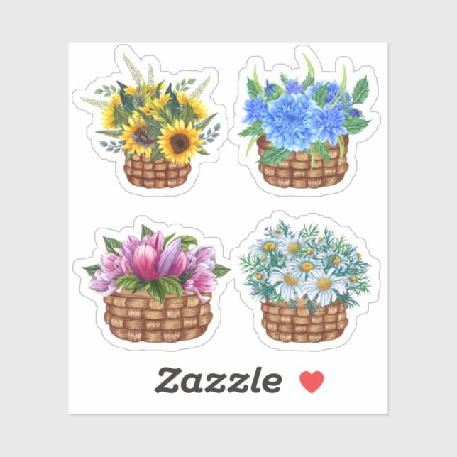 Flower Basket Stickers Klistermärken (Ark)