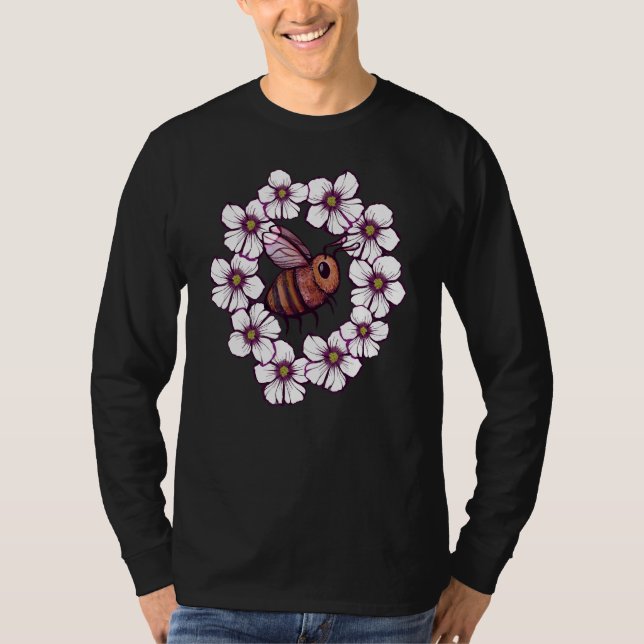 Flower Bee Artwork nature   T Shirt (Framsida)