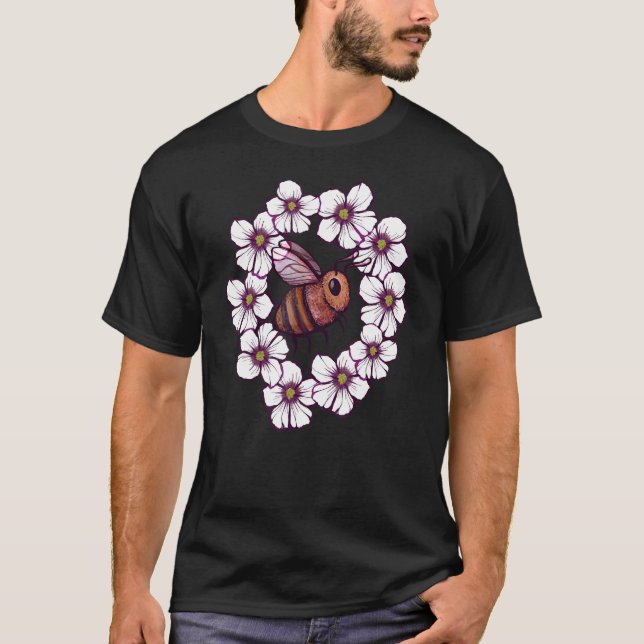 Flower Bee Artwork nature   T Shirt (Framsida)