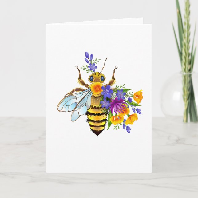 Flower bee with wild plants helgkort (Framsida)