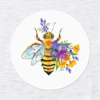 Flower bee with wild plants klistermärke