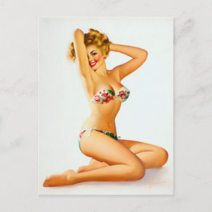 Flower bikini-stift upp vykort