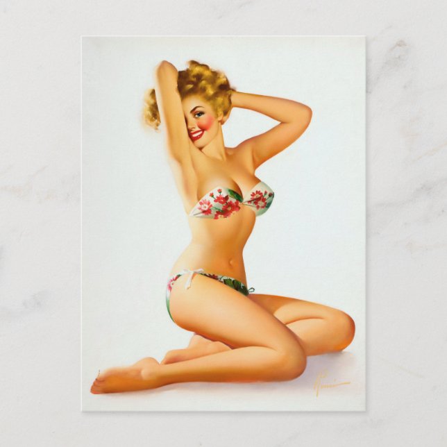 Flower bikini-stift upp vykort (Framsida)