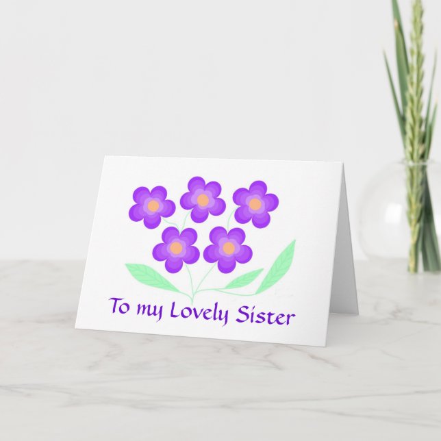 Flower Birthday Card Sister. Kort (Framsida)