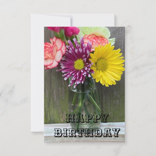 Flower Birthday kort (Framsida)