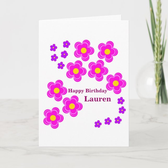 Flower Birthday-kort för henne Tack Kort (Framsida)