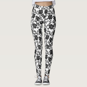 Flower Black Mönster Leggings