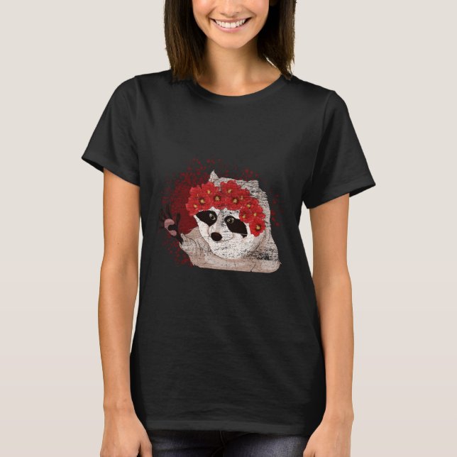 Flower Blommar Forest Animal Sopor Panda Blommigt  T Shirt (Framsida)