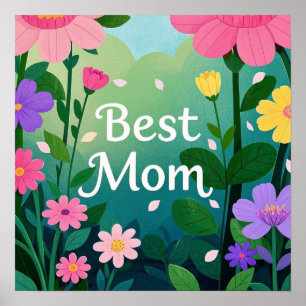 Flower Blommigt Best Mamma Garden Poster