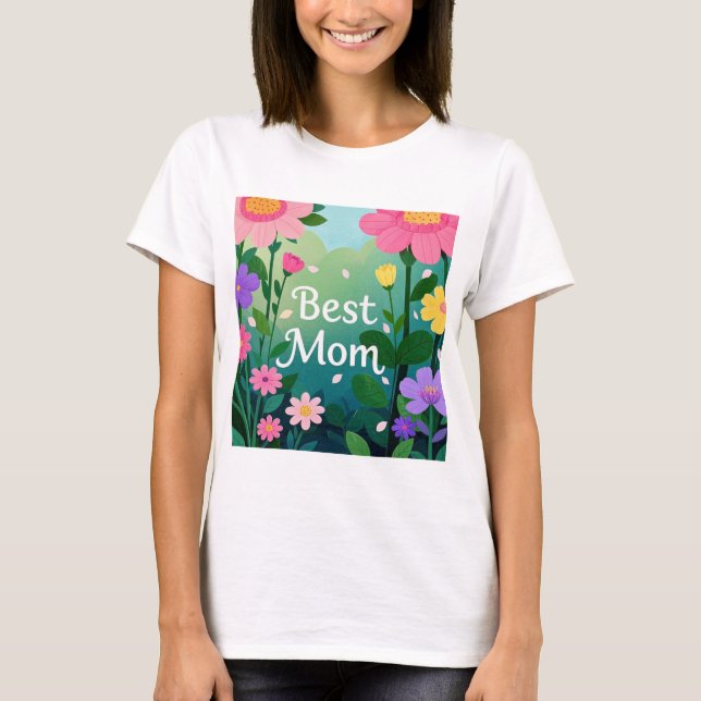 Flower Blommigt Best Mamma Garden T Shirt (Framsida)