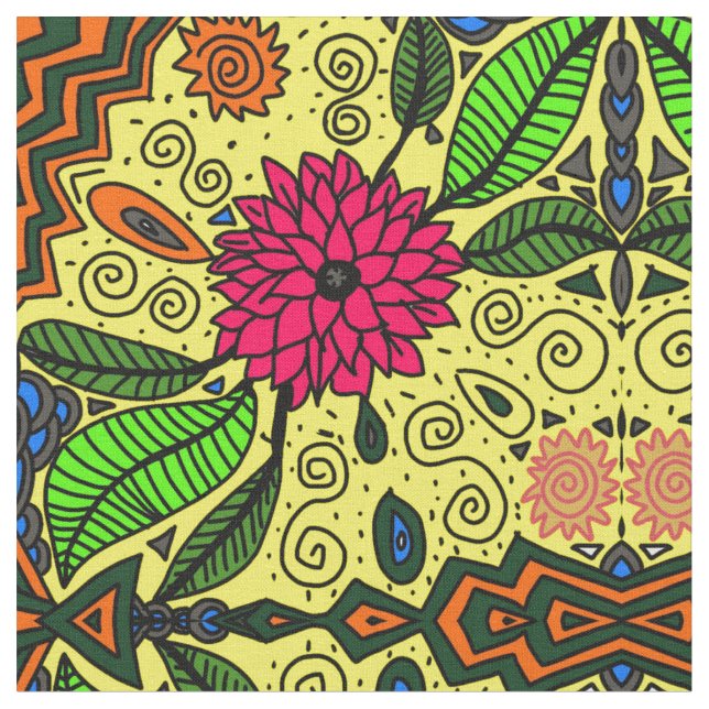 Flower blommigt tyg (Närbild)