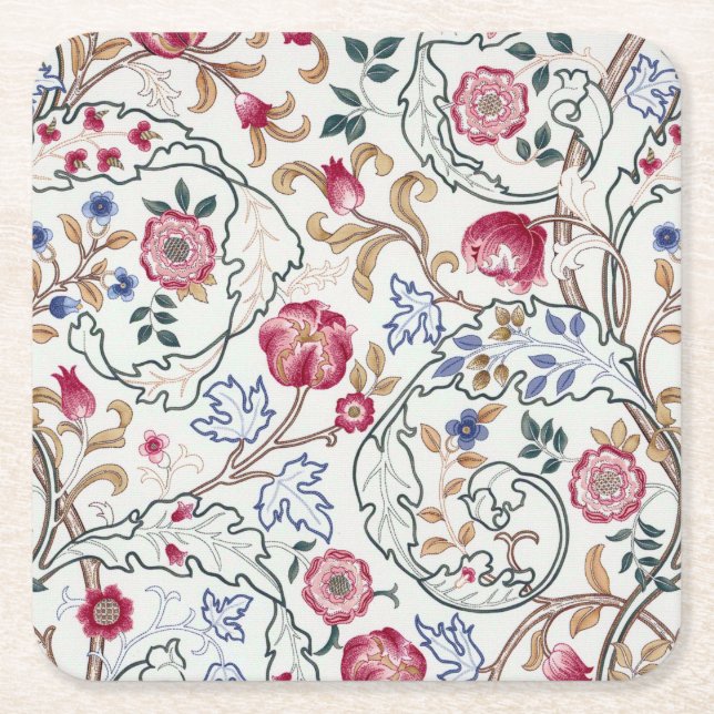 Flower, Blommönster, William Morris Underlägg Papper Kvadrat (Framsidan)