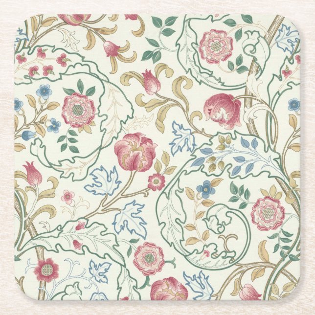 Flower, Blommönster, William Morris Underlägg Papper Kvadrat (Framsidan)
