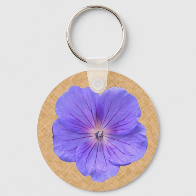 Flower Blue Geranium Photo Nyckelring (Framsida)
