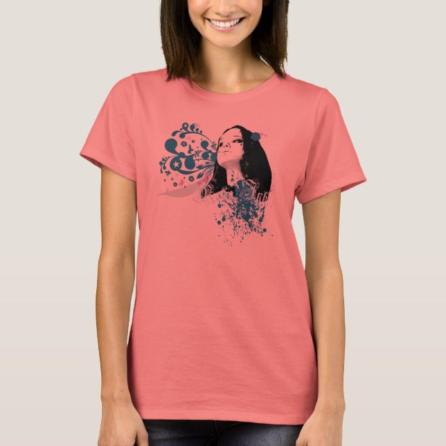 Flower Bomb-Pinup Design T-shirt (Framsida)